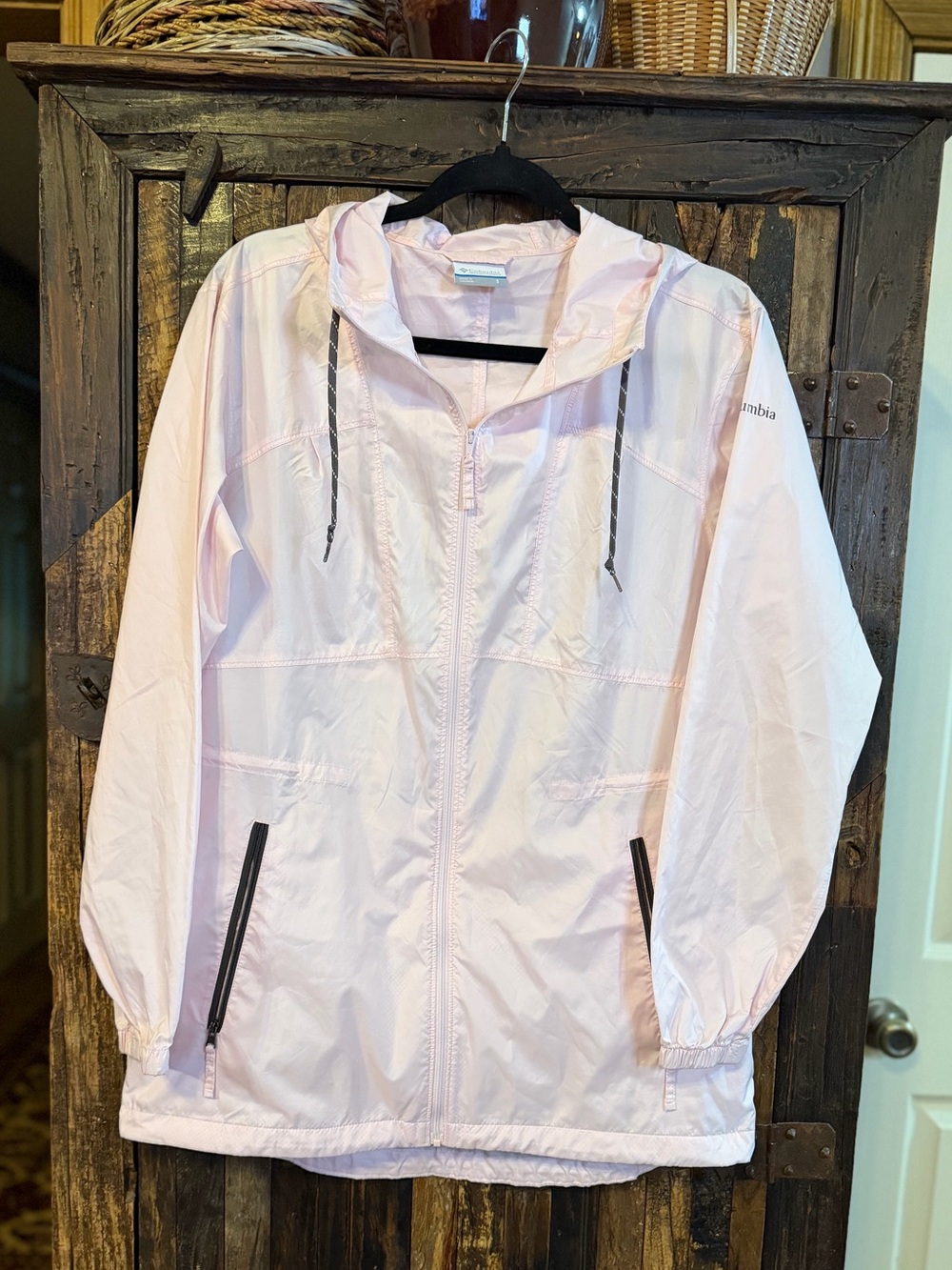 Columbia Womens Small Blush Pink Hooded Windbreaker Rain Jacket Lightweight